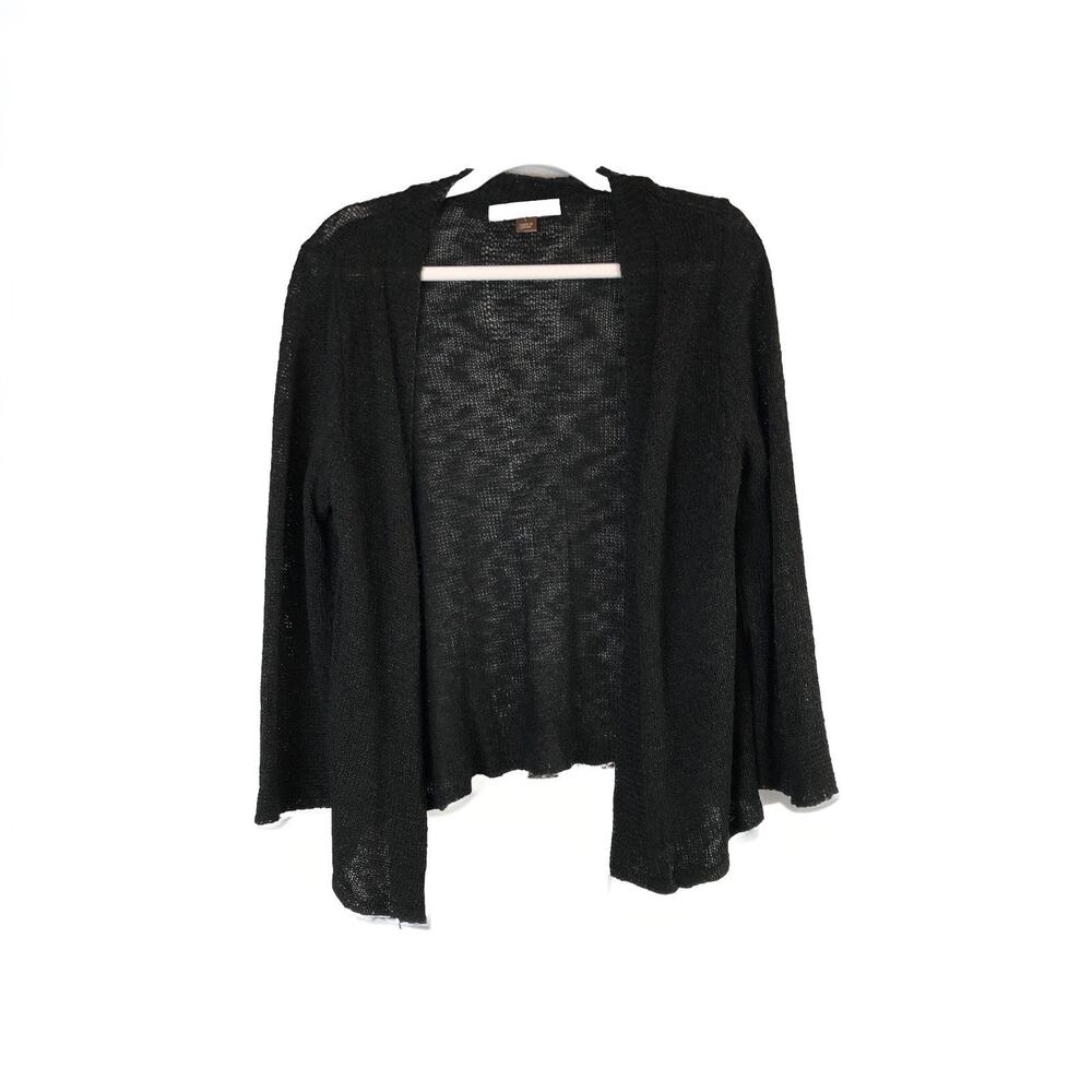 Alexandra‎ & Oak Black Cardigan Large Long Sleeve Sheer Basic Capsule Minimal